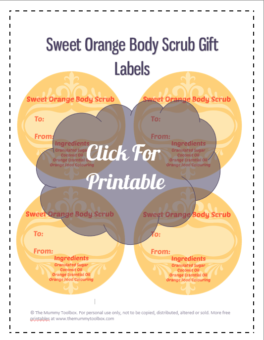 Sweet Orange Body Scrub Gift Label Printable
